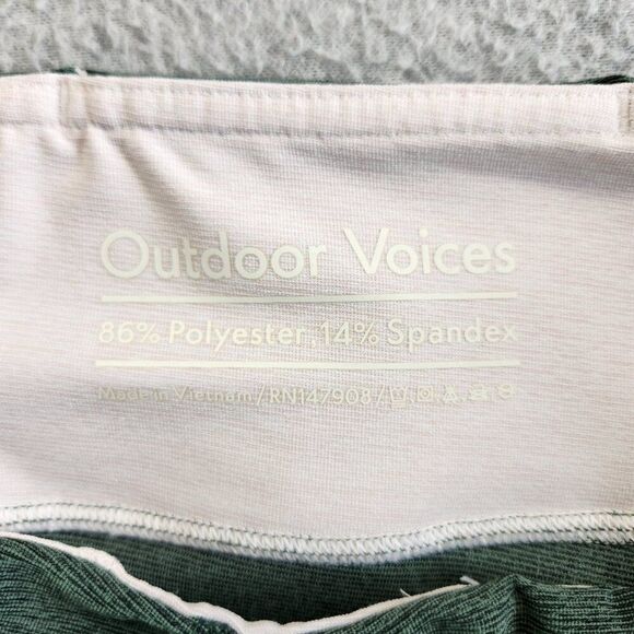 Outdoor Voices Leggings Womens M Green Pink Chevron Mid Rise Ankle Workout - Picture 7 of 13